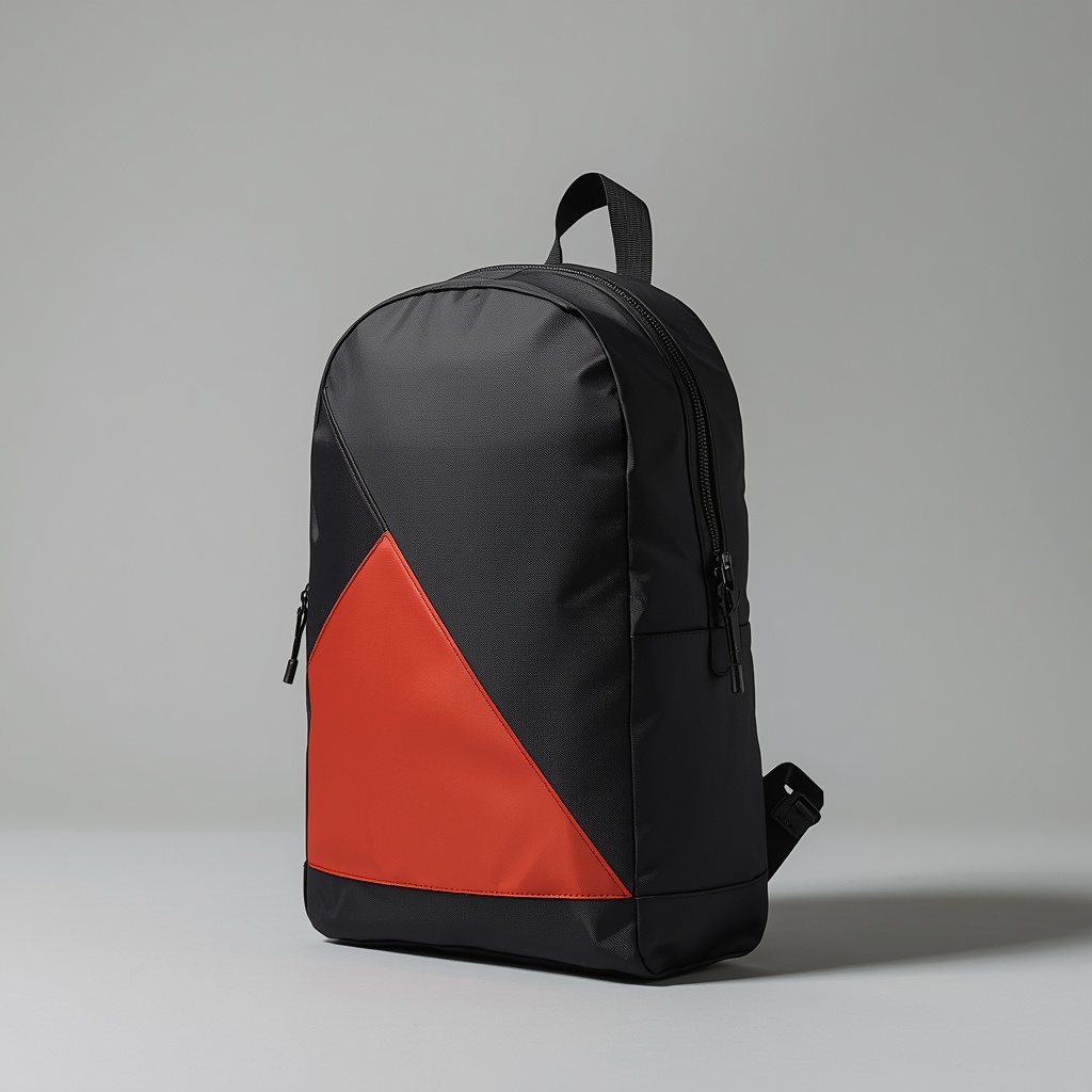 Field Tote — structured black backpack with a burnt-orange colour-block panel